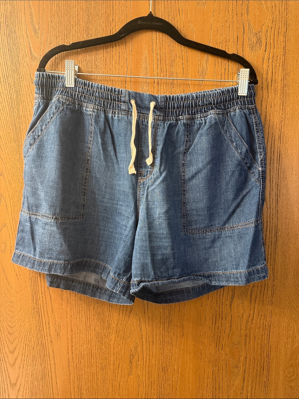 Women's Blue Denim Drawstring Jean Shorts